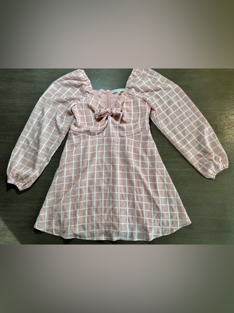 Allison & Kelly Pink Checkered Mini Dress A Line L